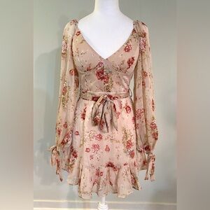 NWT Hello Molly, ‘Make Memories’ Floral Long Sleeve Boho Minidress, Size S